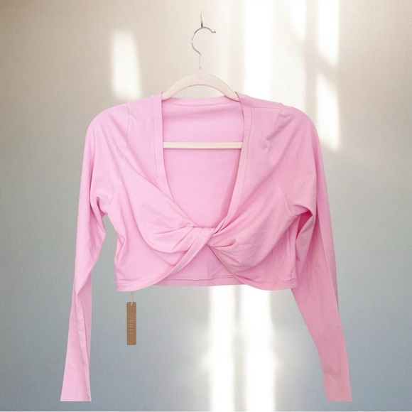 NEW SKIMS Cotton Twist Long Sleeve Cropped Top in Pink Cotton Candy Size 2X - Picture 3 of 3
